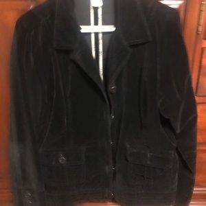 CAbi Black unlined velvet jacket